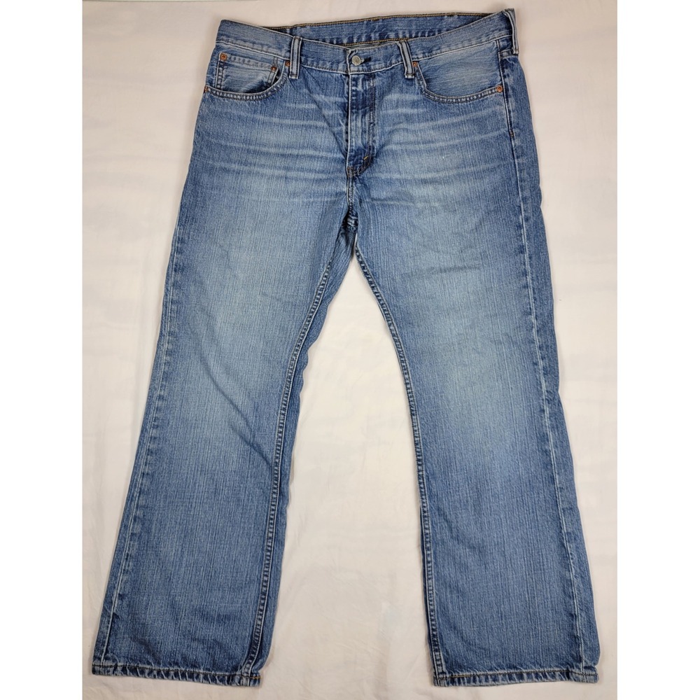 Levis 527 Slim Bootcut Jeans Mens 38x30 Light Wash Blue Denim 05527-0601